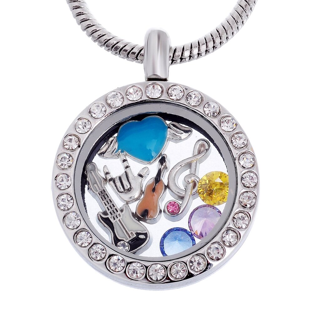 4106 Themed Locket Necklace Crystal Birthstone Living Memory Floating Charm
